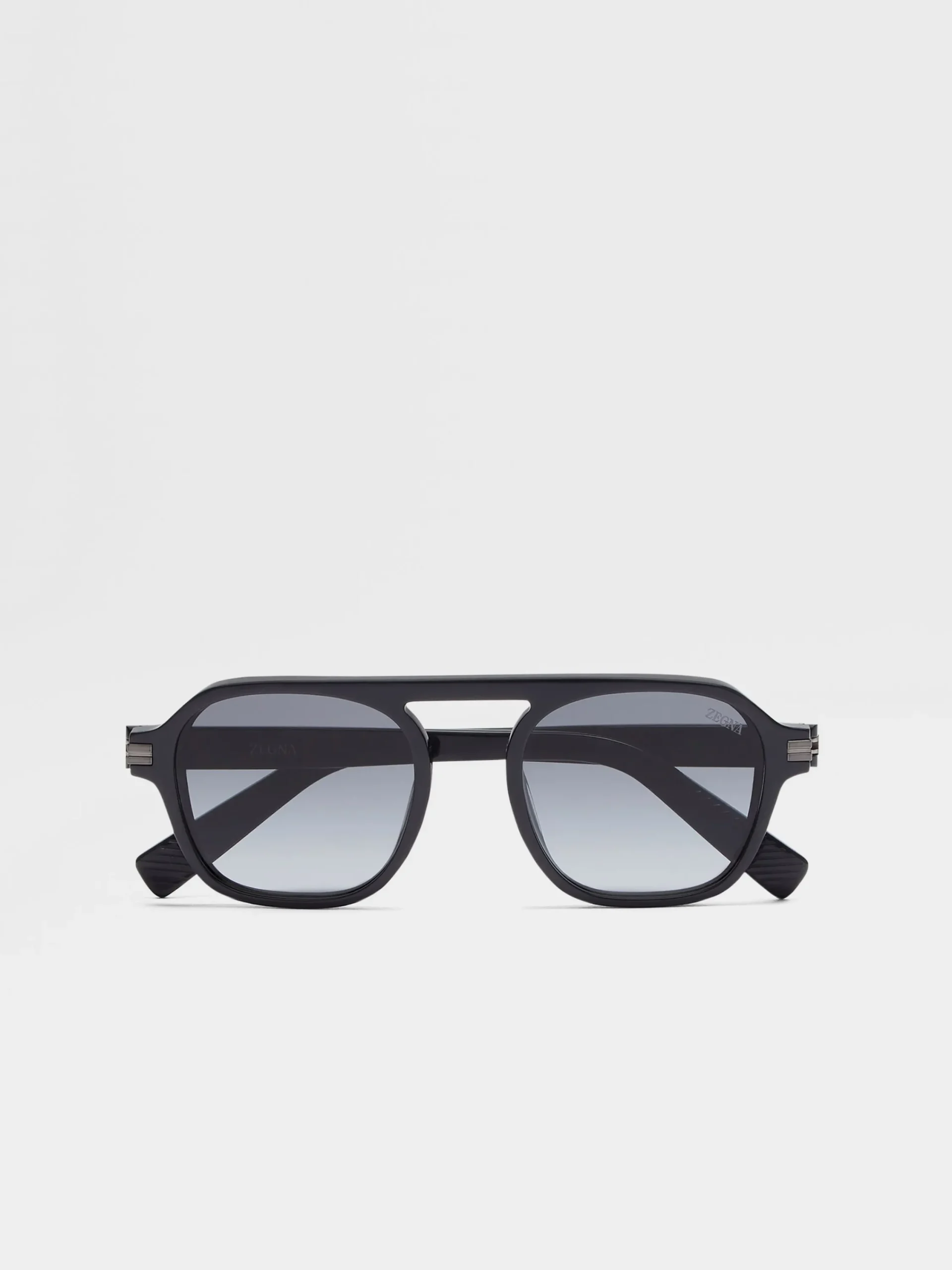 Resort Essentials|Sunglasses>ZEGNA Asphalt Grey Aurora II Acetate Sunglasses AsphaltGrey