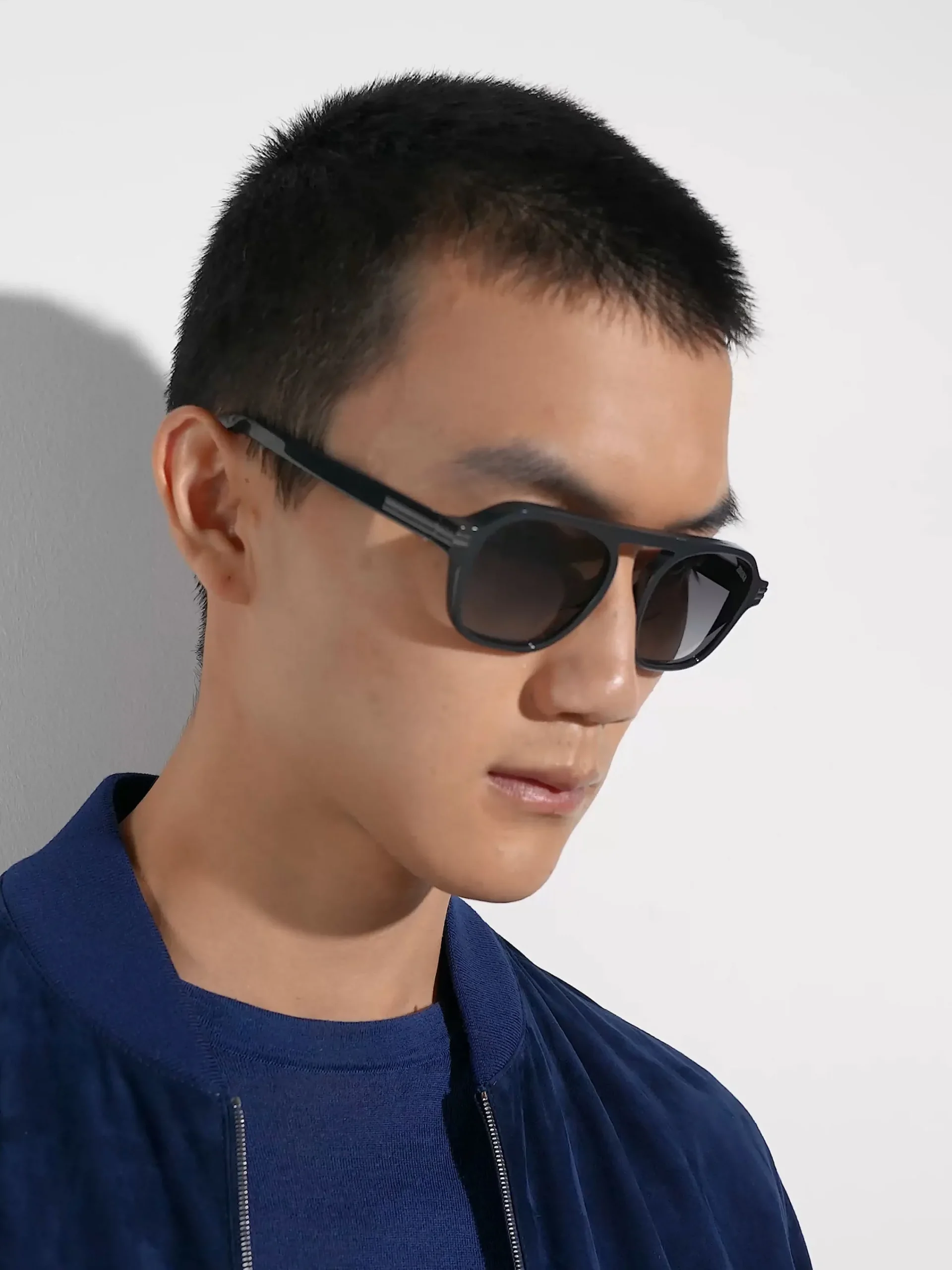 Resort Essentials|Sunglasses>ZEGNA Asphalt Grey Aurora II Acetate Sunglasses AsphaltGrey