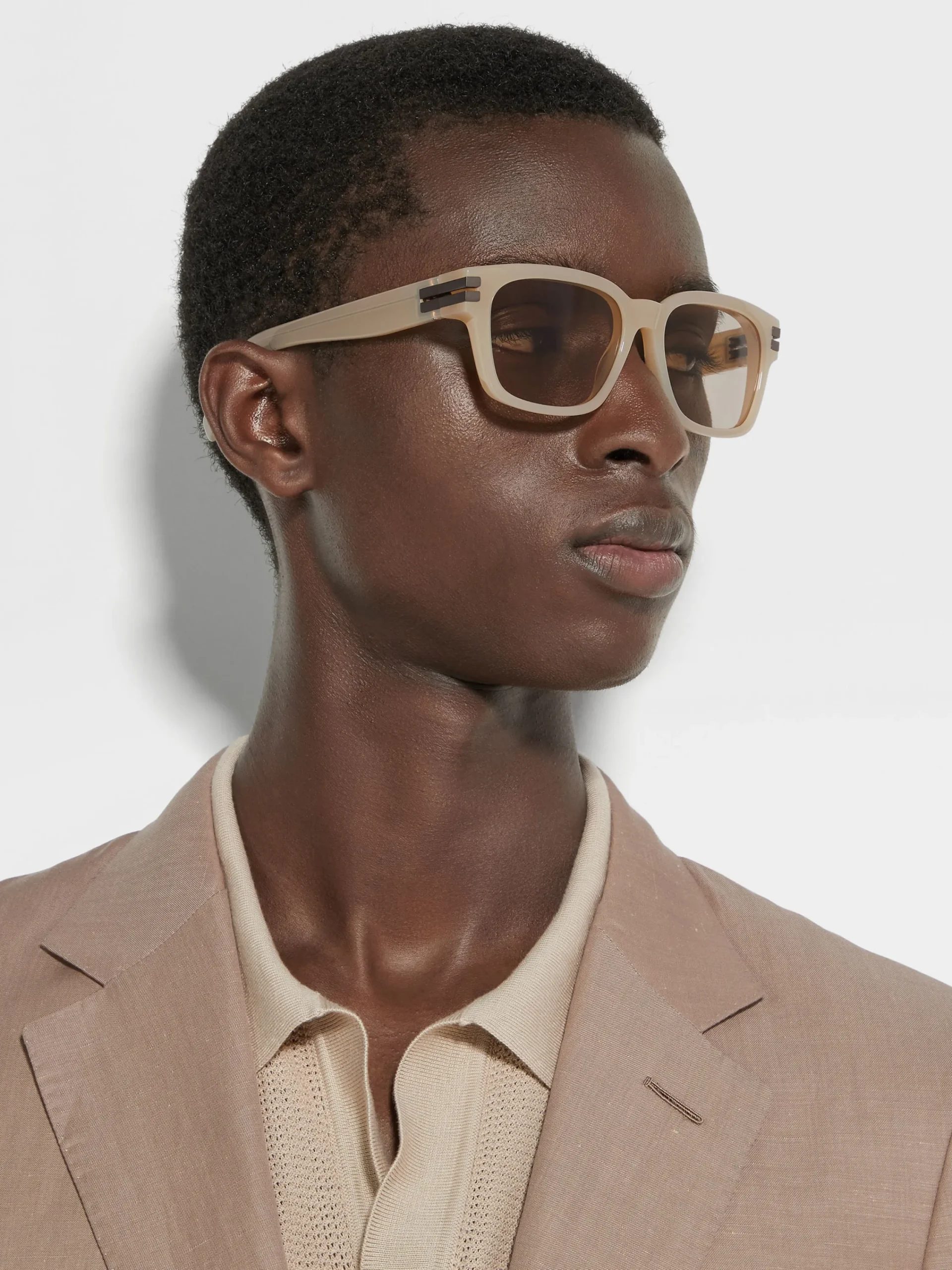 Sunglasses>ZEGNA Acetate Sunglasses Beige