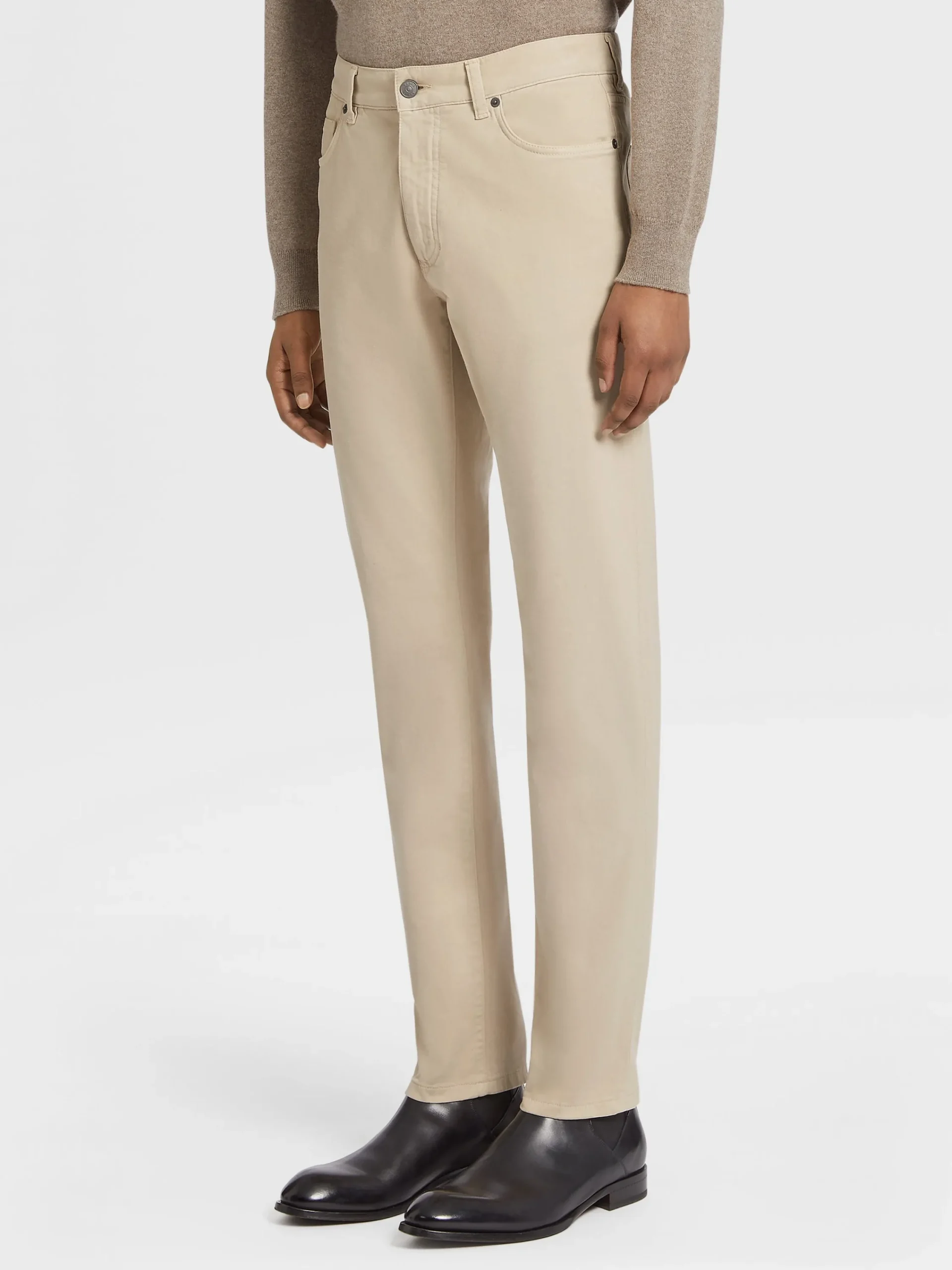 Jeans>ZEGNA Stretch Cotton Roccia Jeans Beige