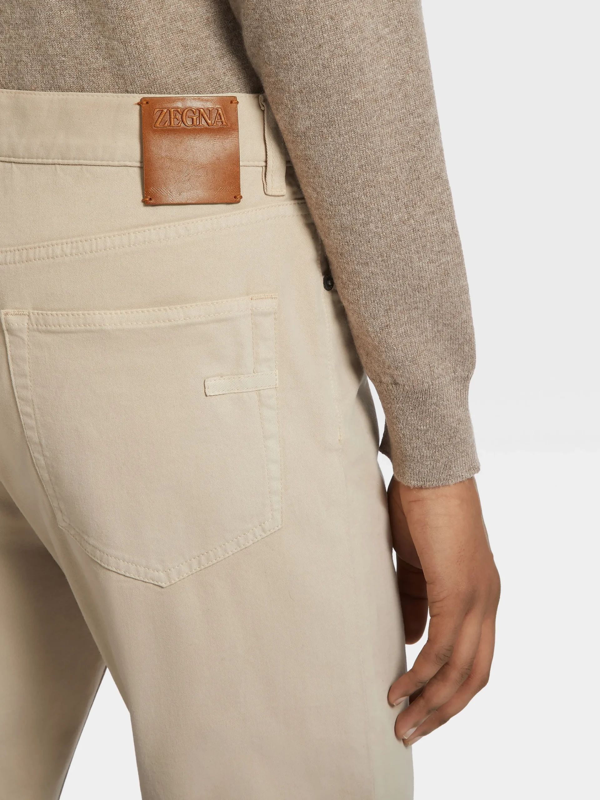 Jeans>ZEGNA Stretch Cotton Roccia Jeans Beige