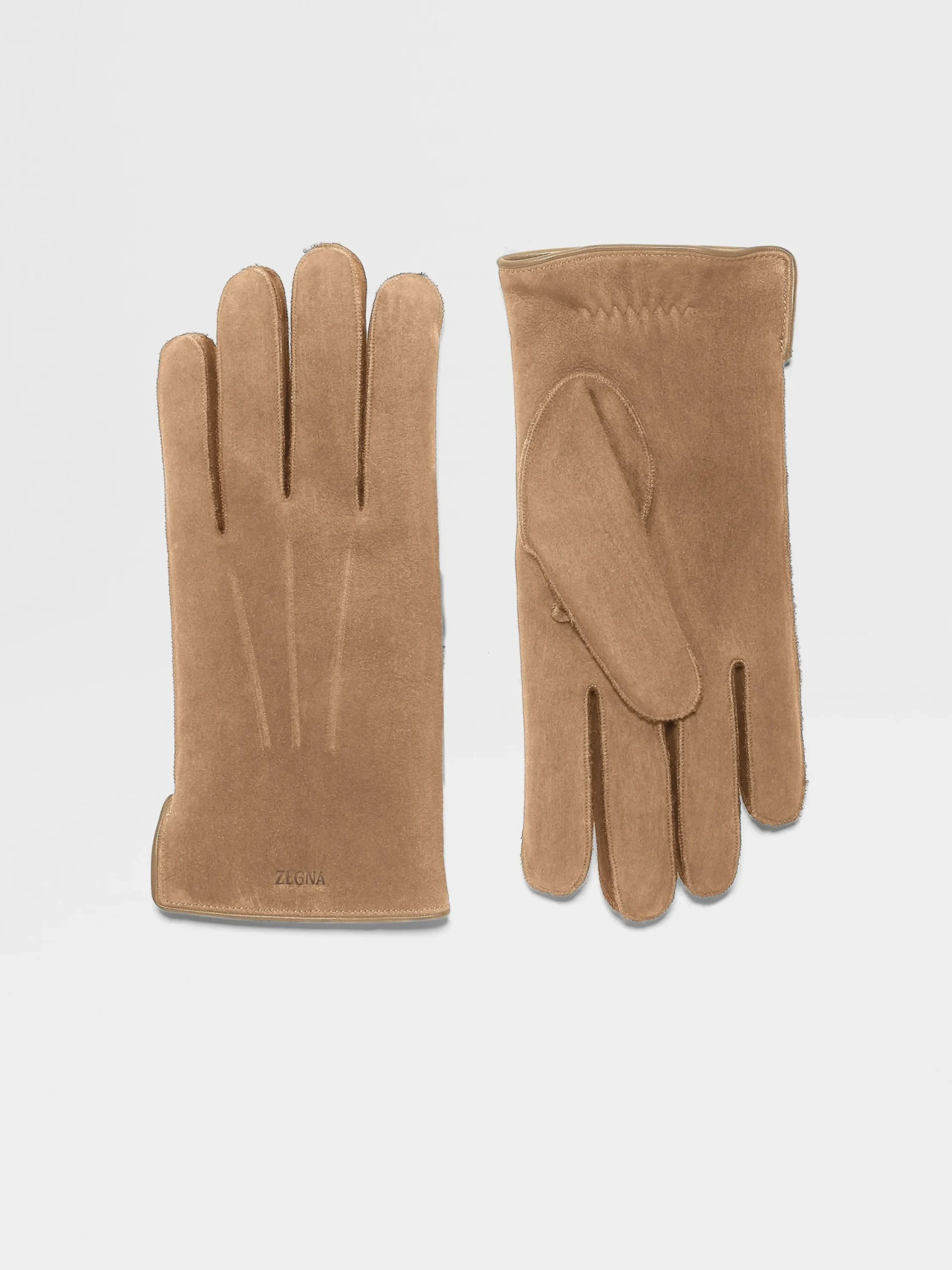 Soft Accessories|Gloves, Scarves And Hats>ZEGNA Suede Gloves Beige