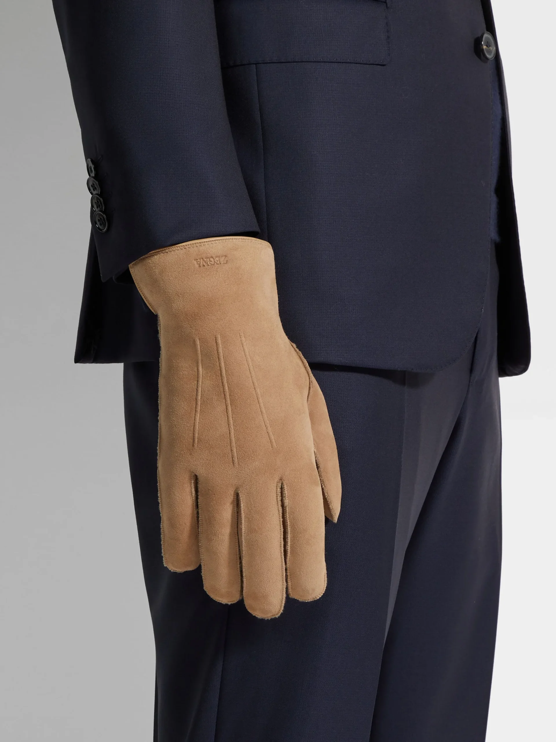 Soft Accessories|Gloves, Scarves And Hats>ZEGNA Suede Gloves Beige
