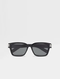 Sunglasses>ZEGNA Acetate Sunglasses Black