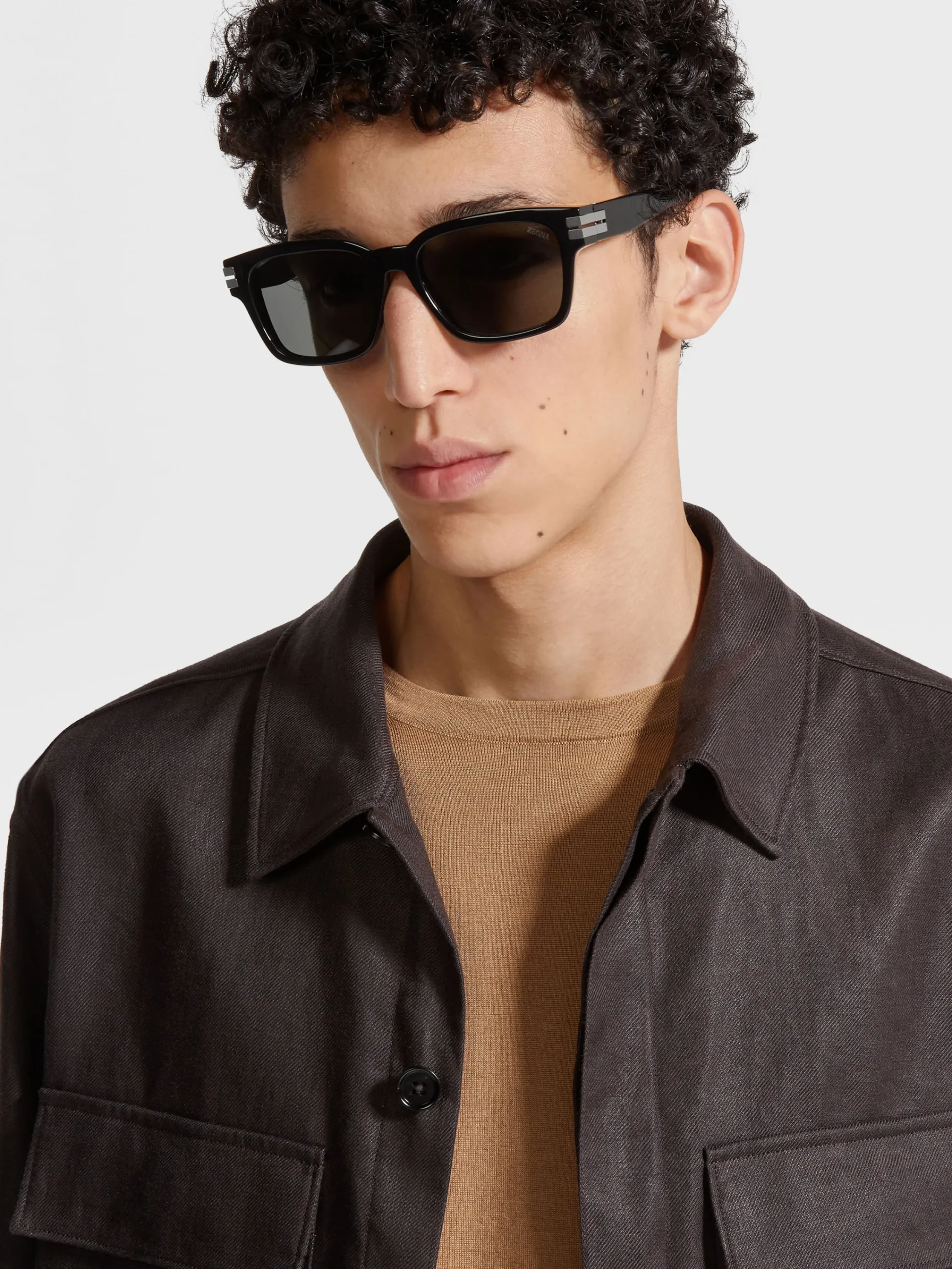 Sunglasses>ZEGNA Acetate Sunglasses Black