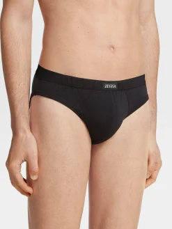 Underwear And Socks|Underwear And Socks>ZEGNA Cotton Briefs Black