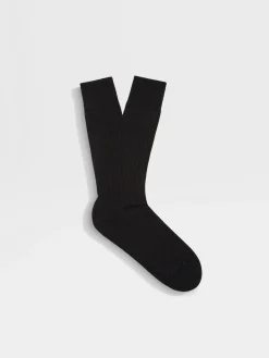 Small Gifts|Underwear And Socks>ZEGNA Cotton Cashmere and Silk Socks Black
