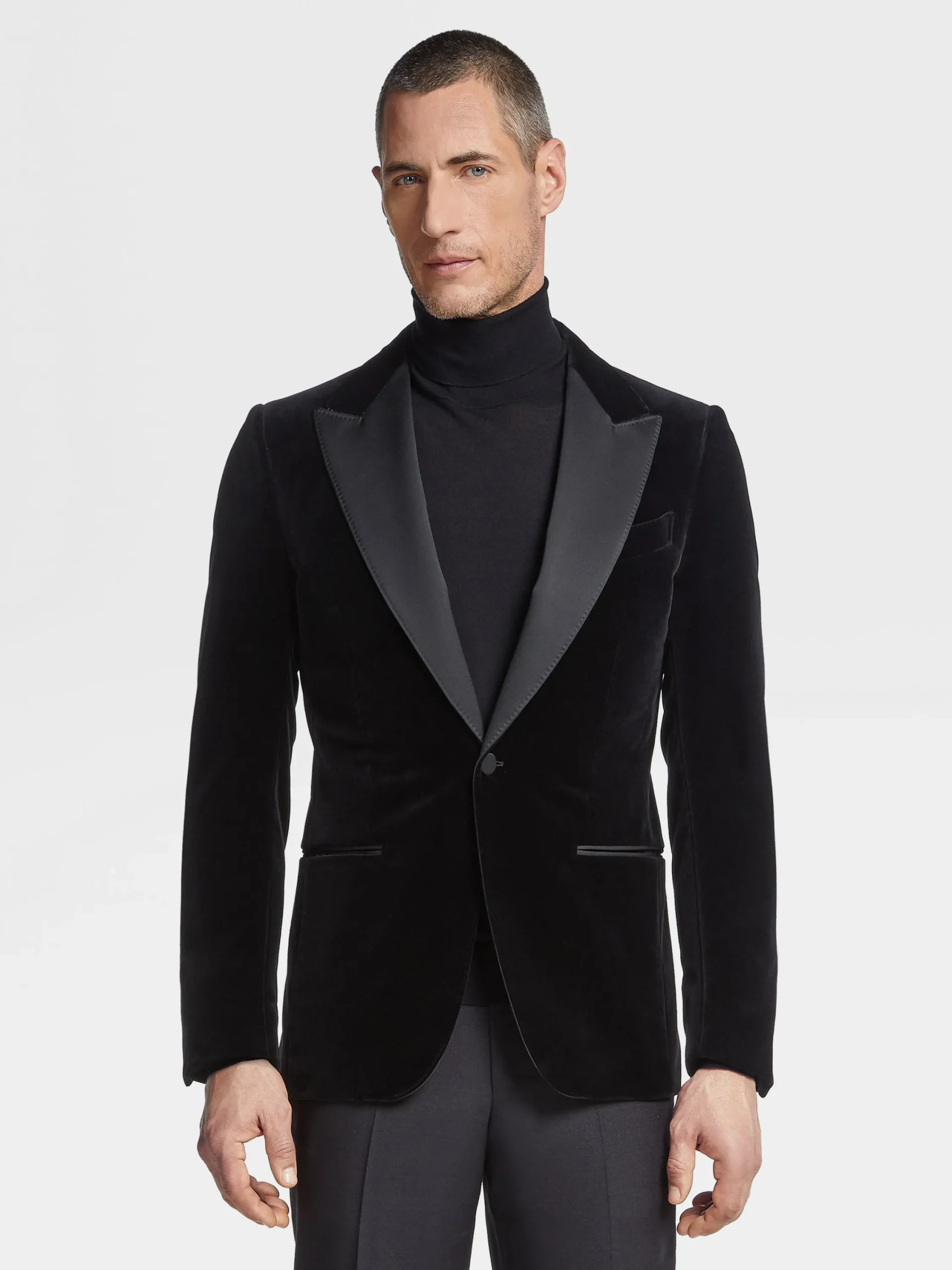 Blazers>ZEGNA Cotton Evening Jacket Black