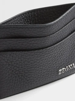 Small Gifts|Bags And Wallets>ZEGNA Deerskin Card Case Black