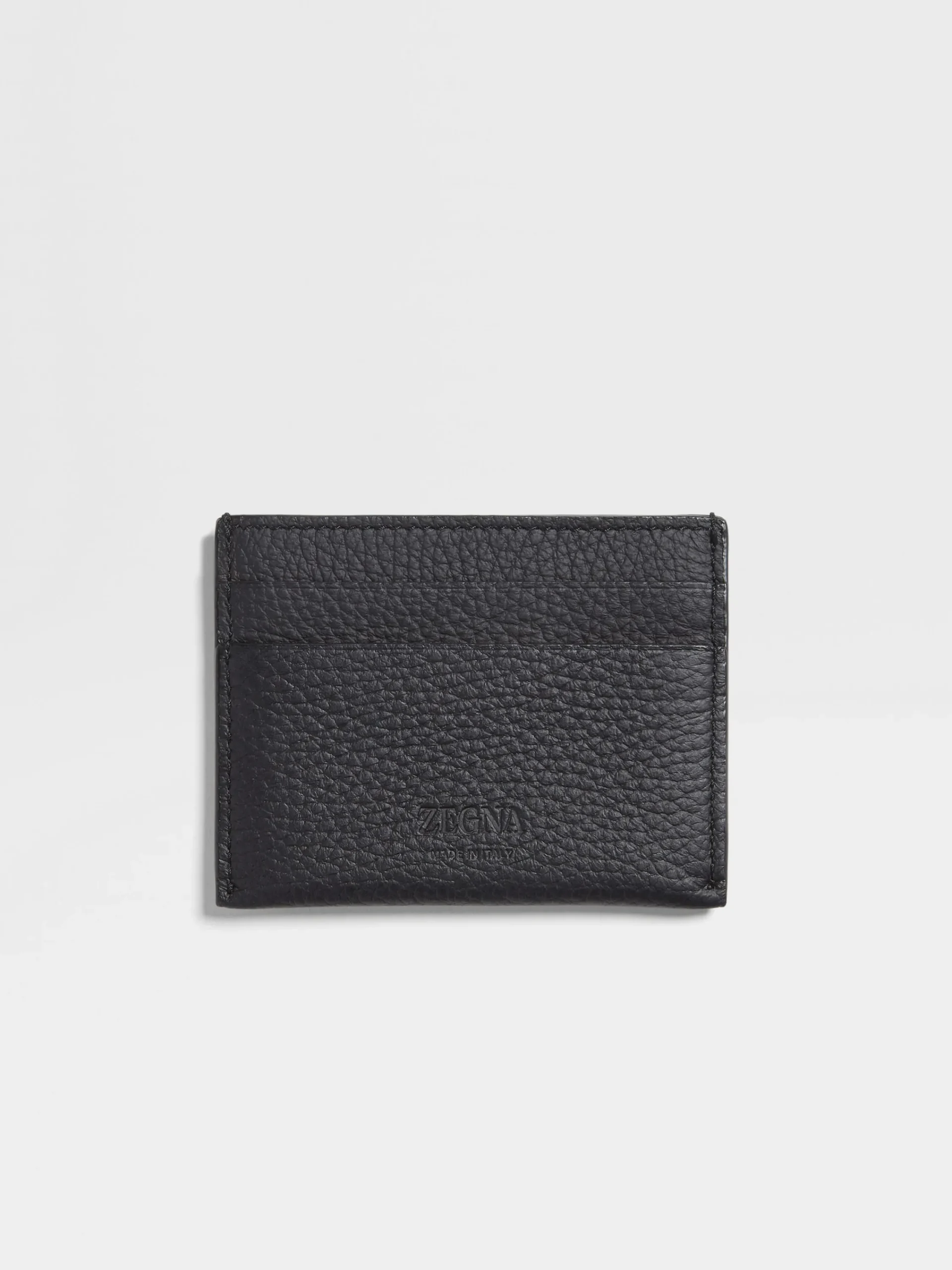 Small Gifts|Bags And Wallets>ZEGNA Deerskin Card Case Black