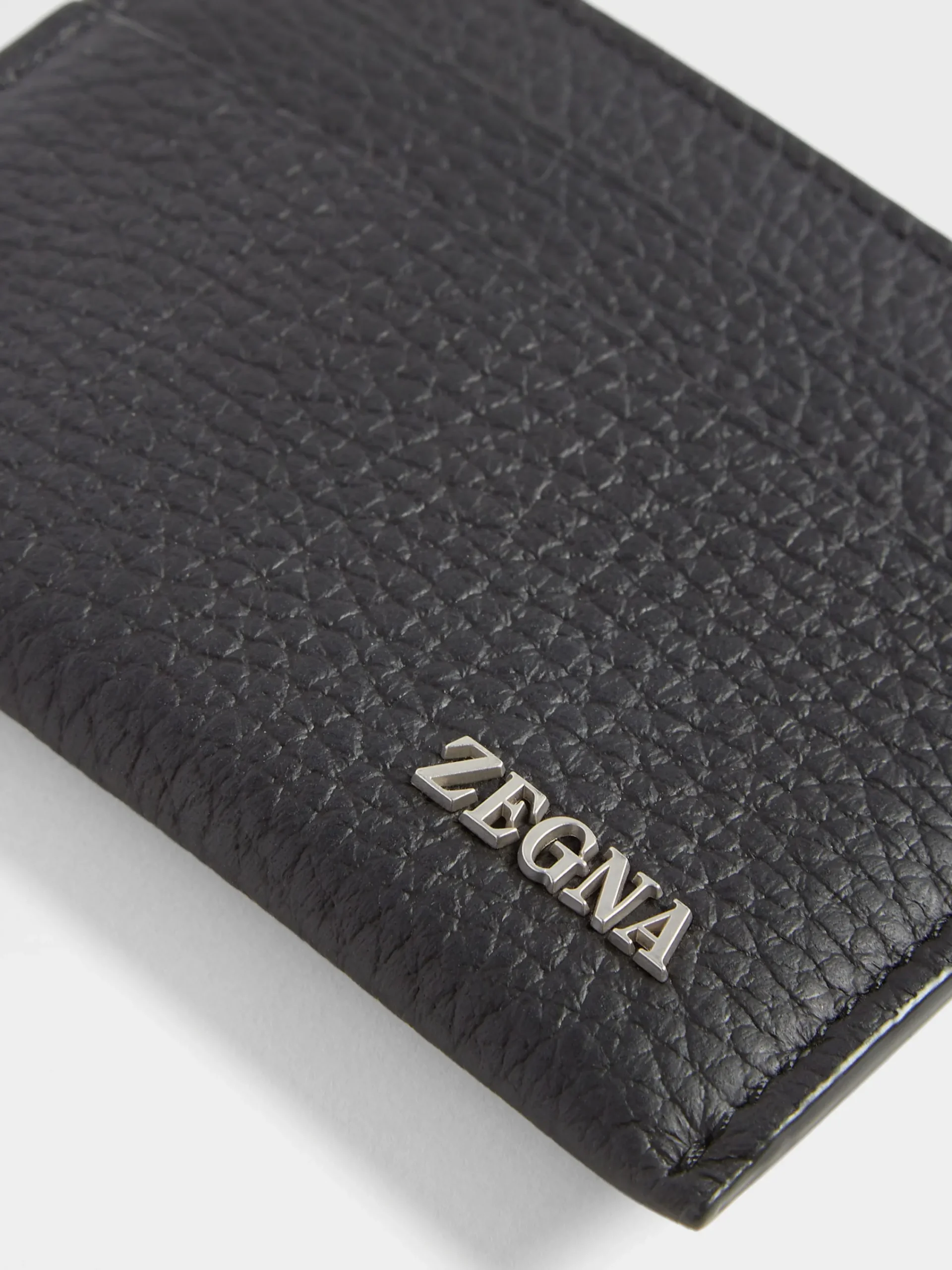 Small Gifts|Bags And Wallets>ZEGNA Deerskin Card Case Black