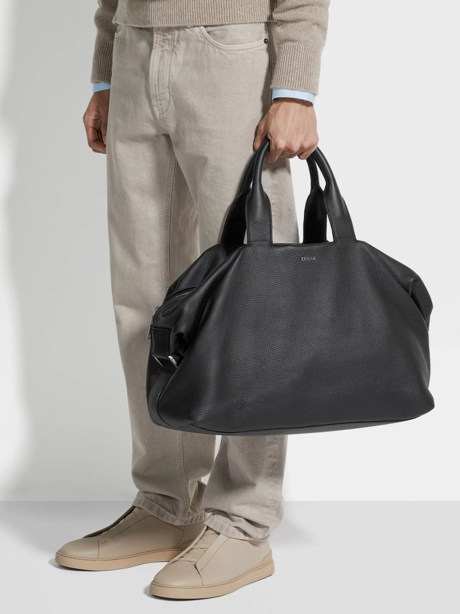 Travel In Style|Bags And Wallets>ZEGNA Deerskin Holdall Raglan Black