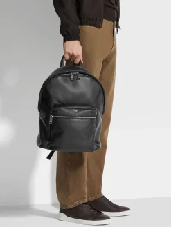 Travel In Style|Bags And Wallets>ZEGNA Deerskin Hoodie Backpack Black
