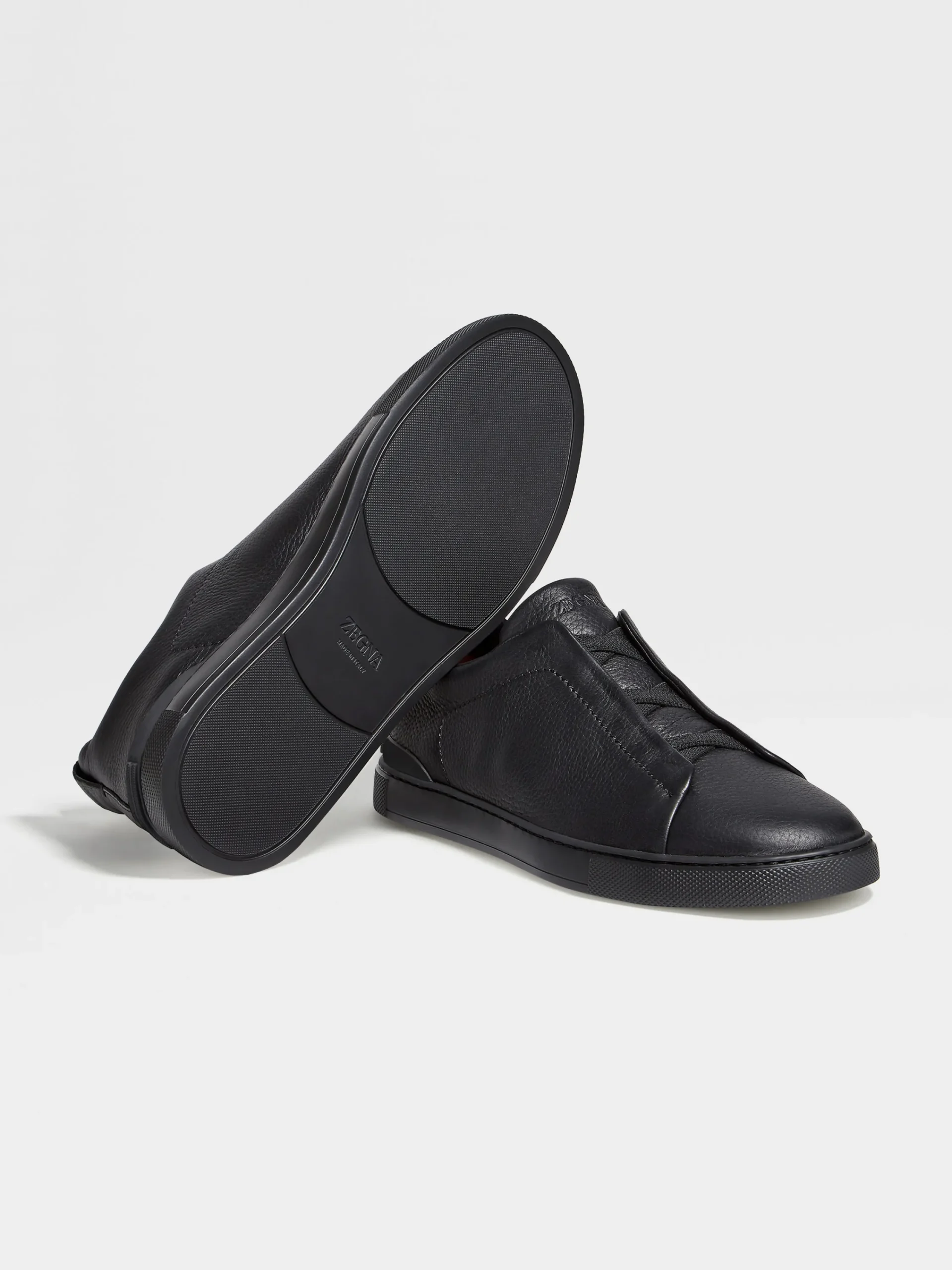 Sneakers>ZEGNA Deerskin Triple Stitch™ Sneakers Black