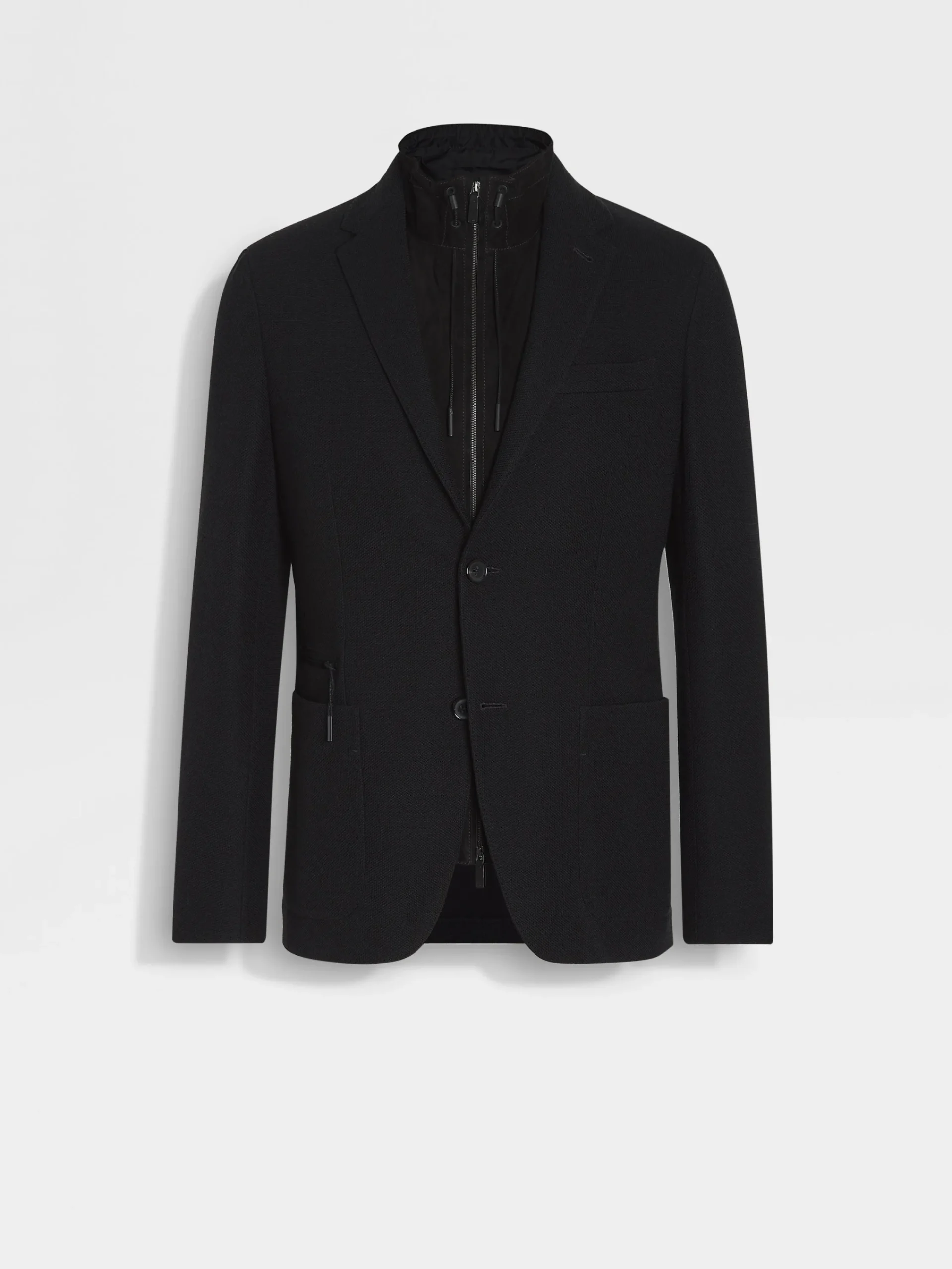 Blazers>ZEGNA High Performance™ Jersey Wool Blend Sweater Jacket Black
