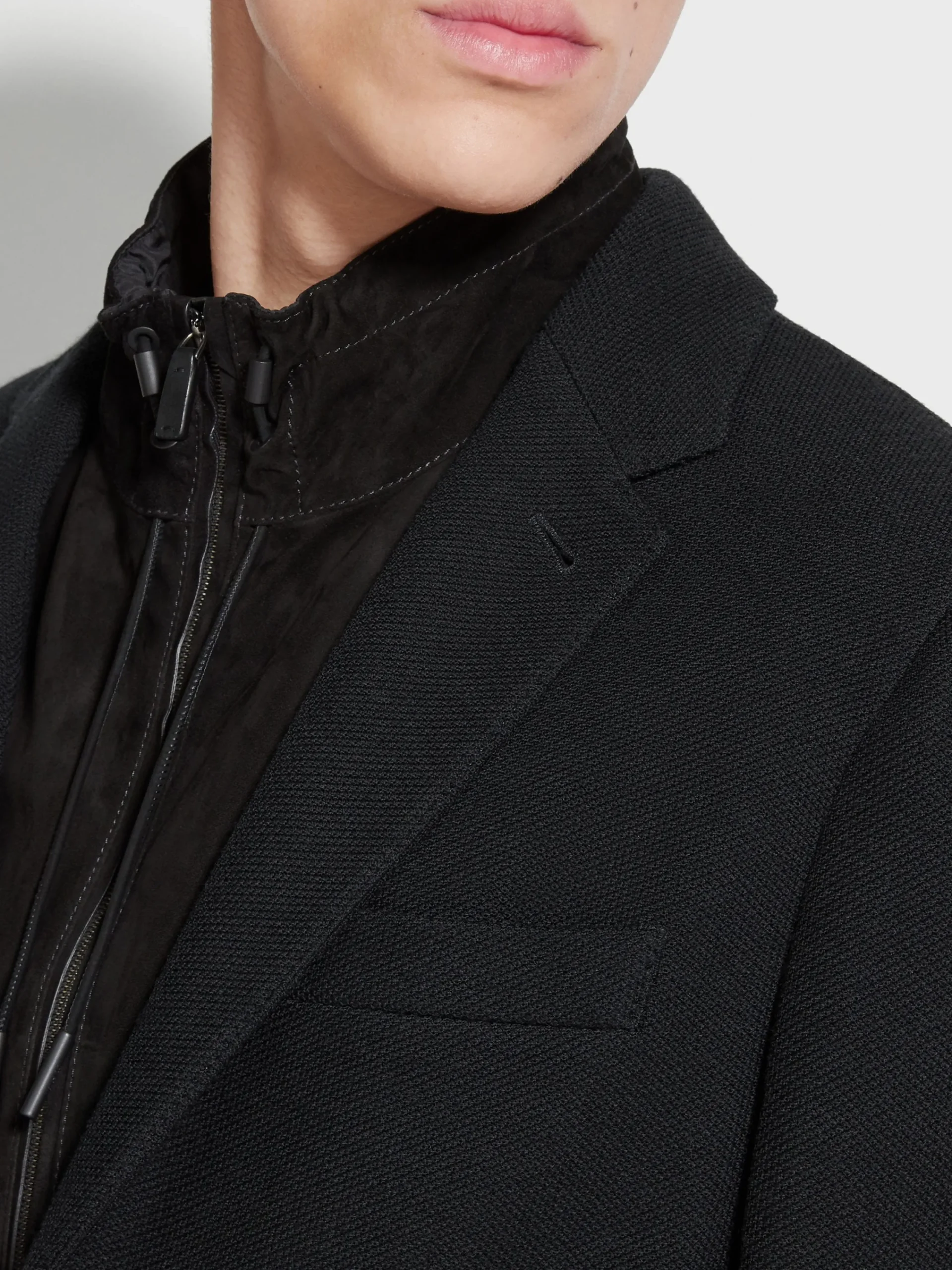 Blazers>ZEGNA High Performance™ Jersey Wool Blend Sweater Jacket Black