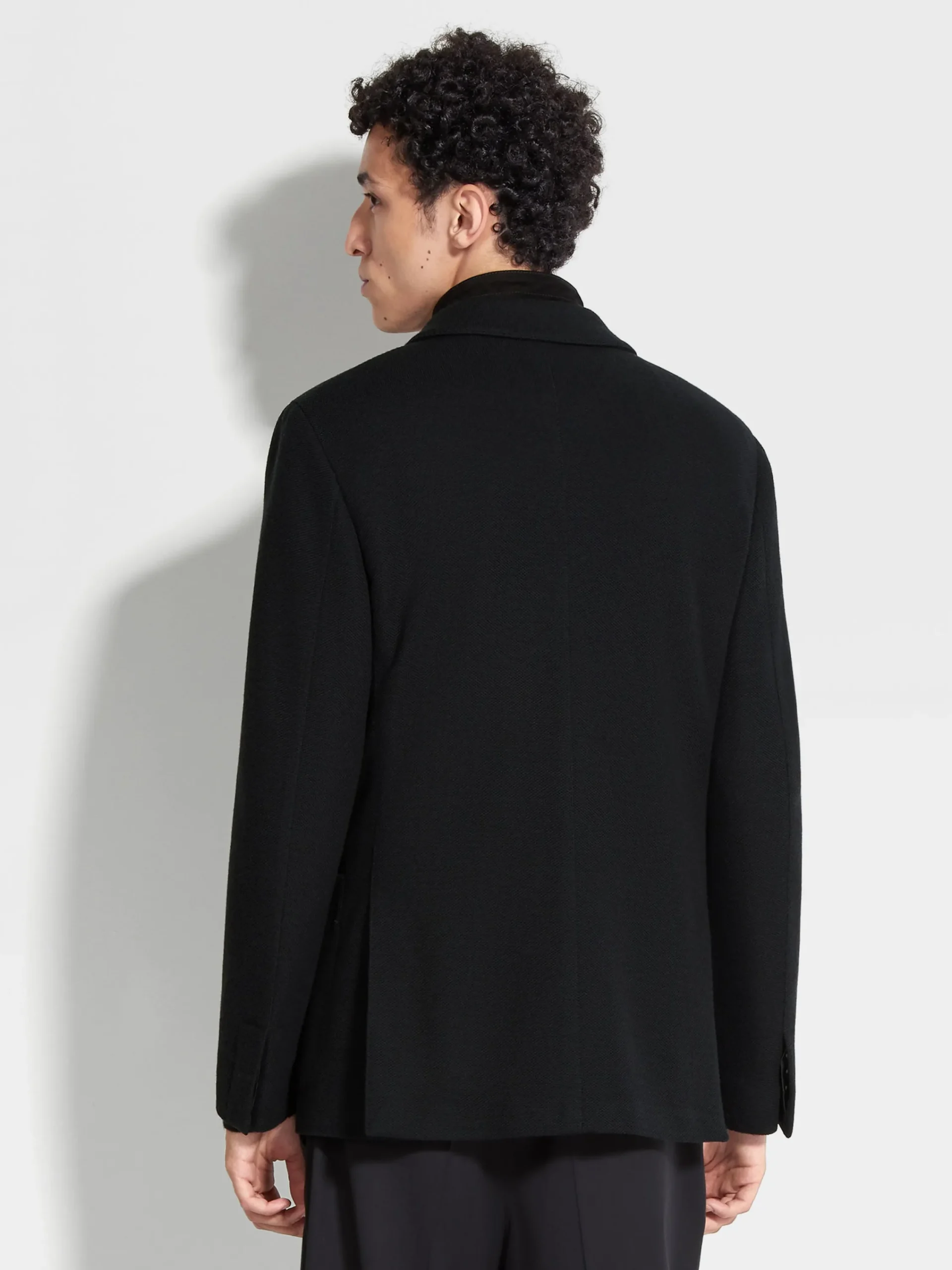 Blazers>ZEGNA High Performance™ Jersey Wool Blend Sweater Jacket Black