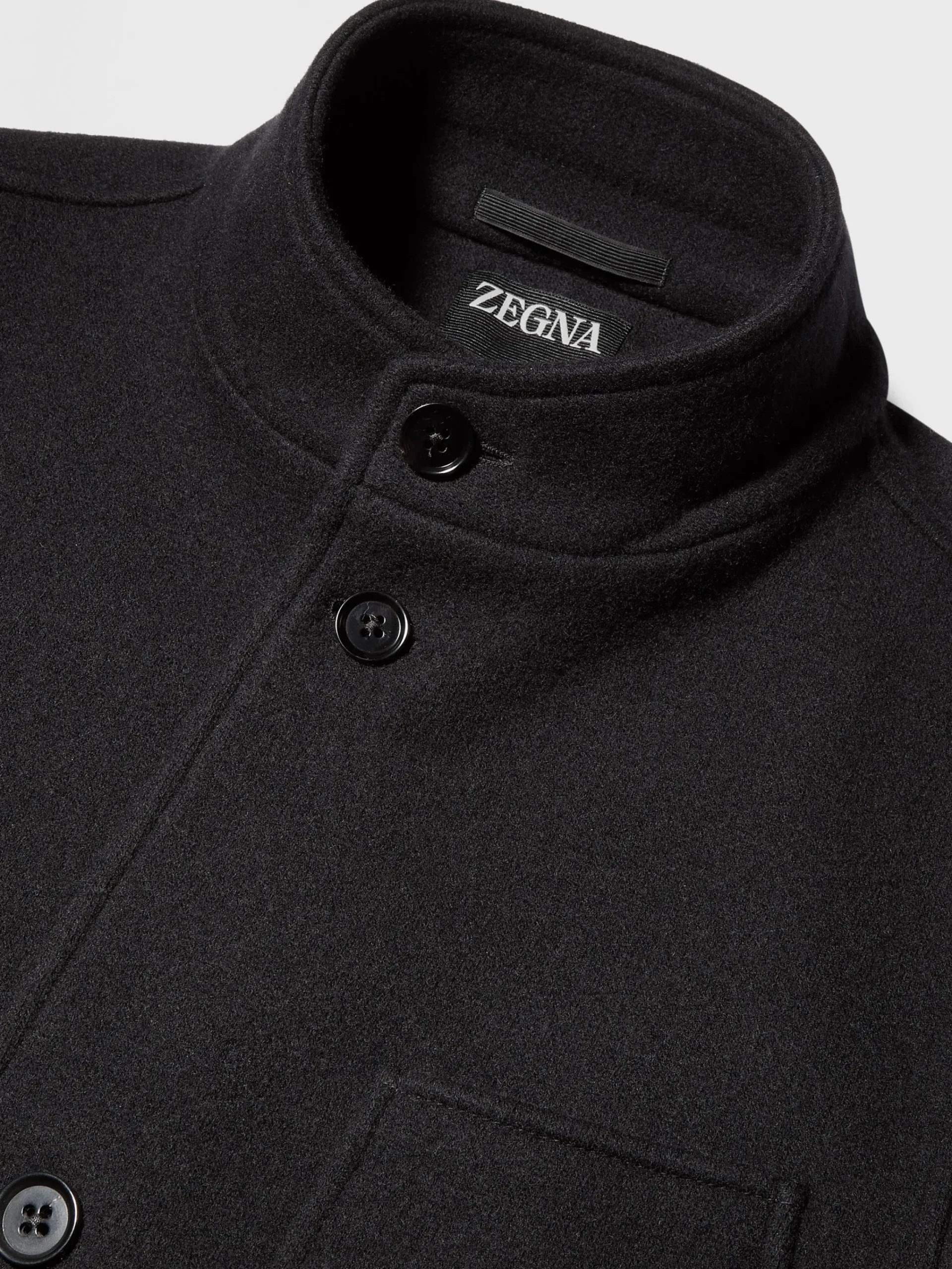 Overshirts And Chore Jackets>ZEGNA Jerseywear Wool and Cashmere Chore Jacket Black
