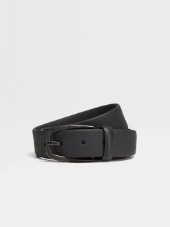 Belts>ZEGNA Leather Belt Black