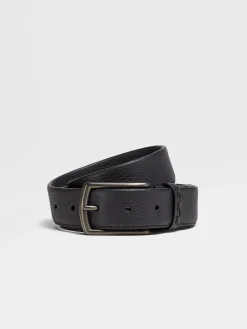 Belts>ZEGNA Leather Belt Black