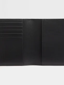 Bags And Wallets>ZEGNA Leather Passport Case Black