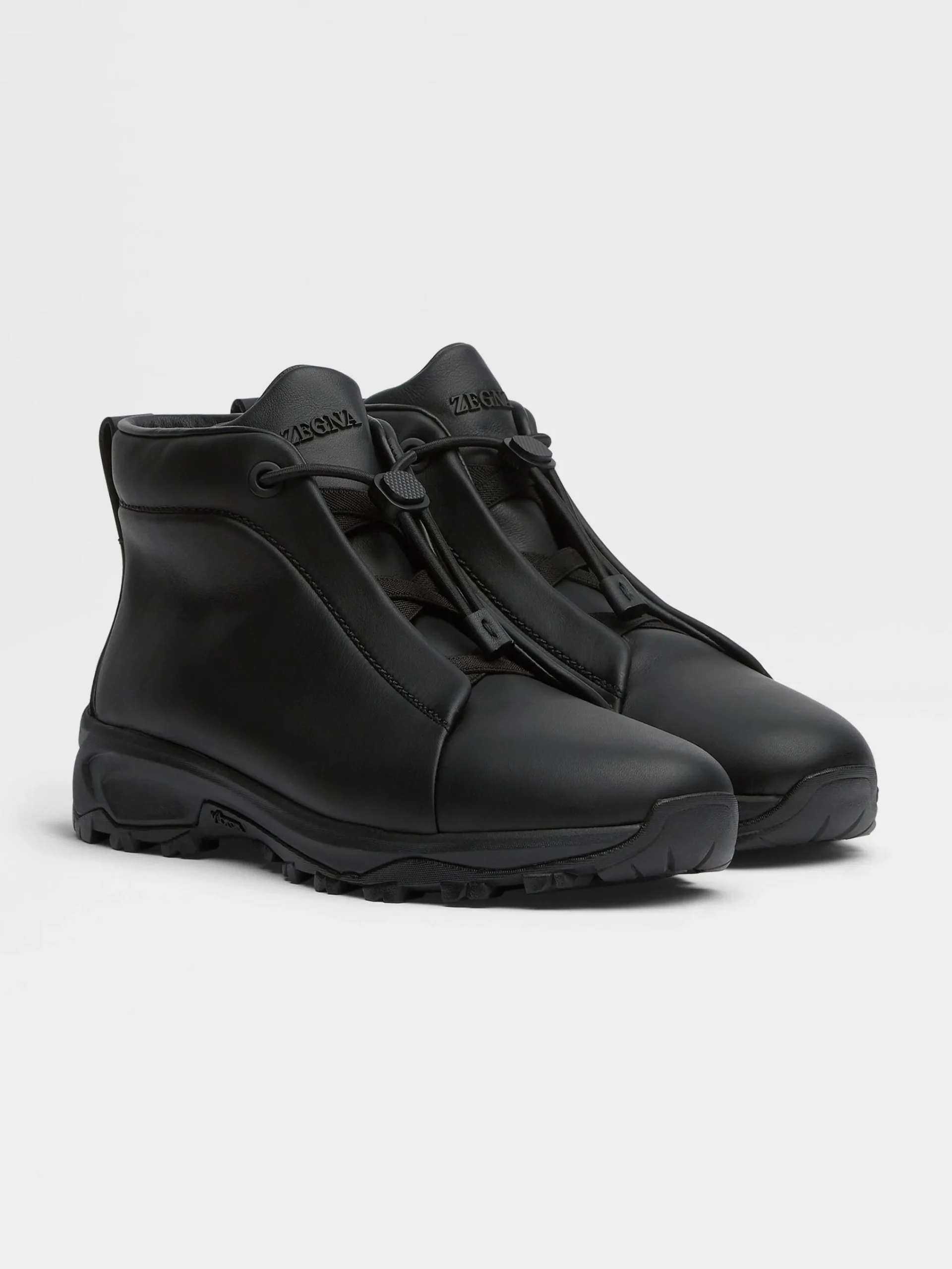 Travel In Style|Boots>ZEGNA Leather Triple Stitch™ Vetta Sneakers Black