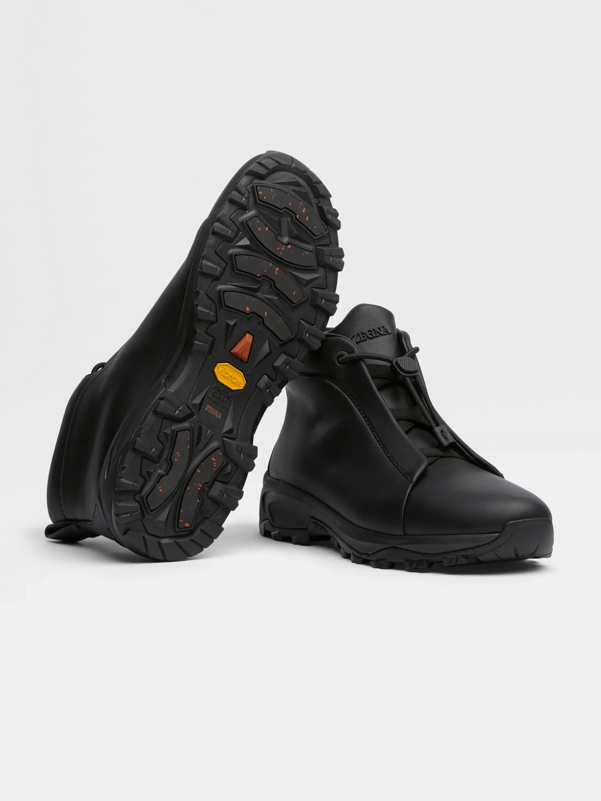 Travel In Style|Boots>ZEGNA Leather Triple Stitch™ Vetta Sneakers Black