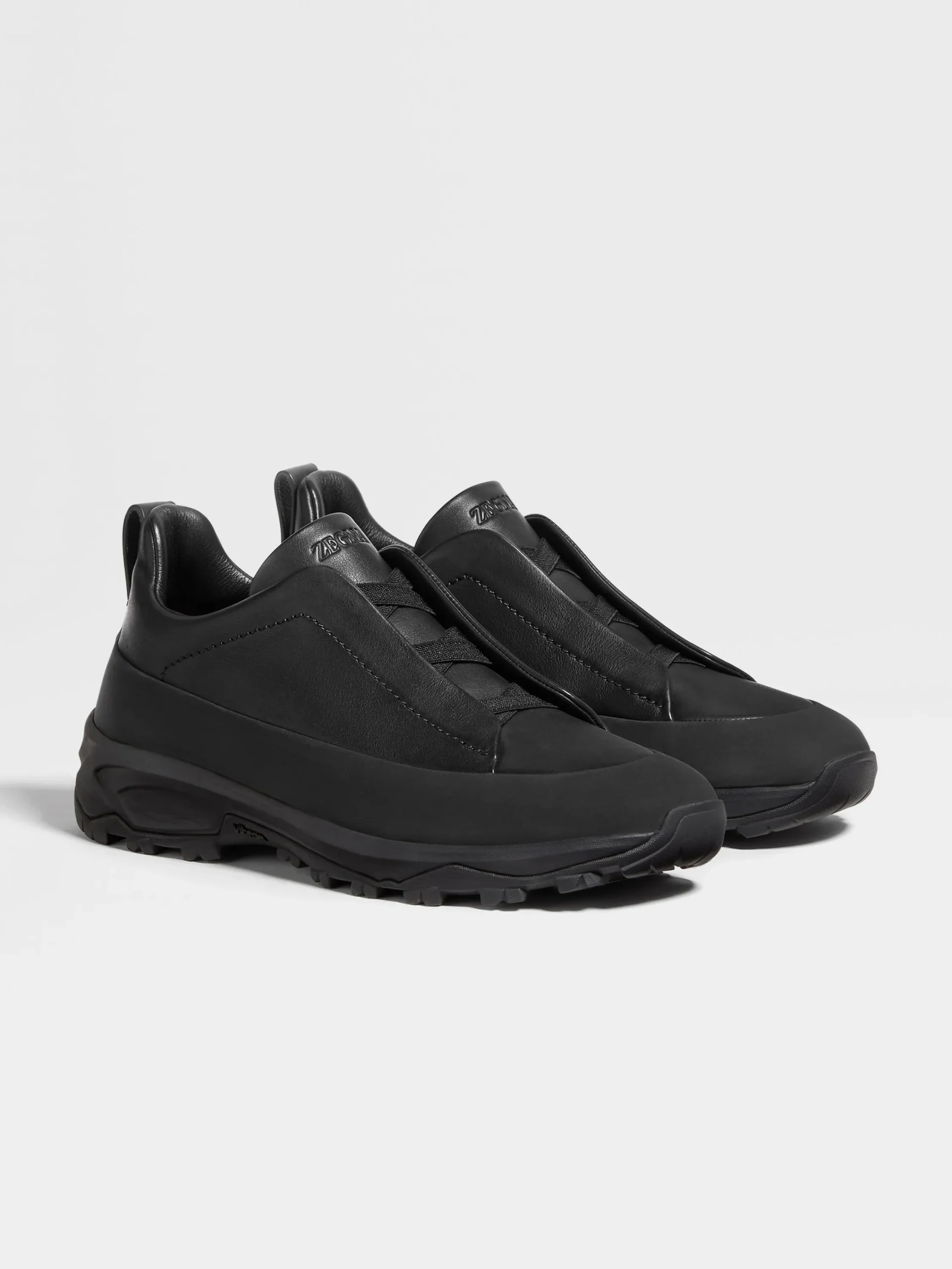 Travel In Style|Sneakers>ZEGNA Leather Triple Stitch™ Monte Sneakers Black