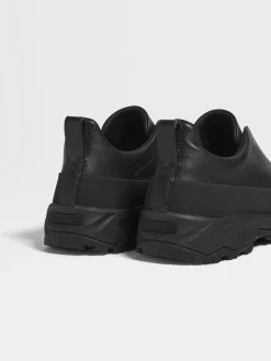 Travel In Style|Sneakers>ZEGNA Leather Triple Stitch™ Monte Sneakers Black