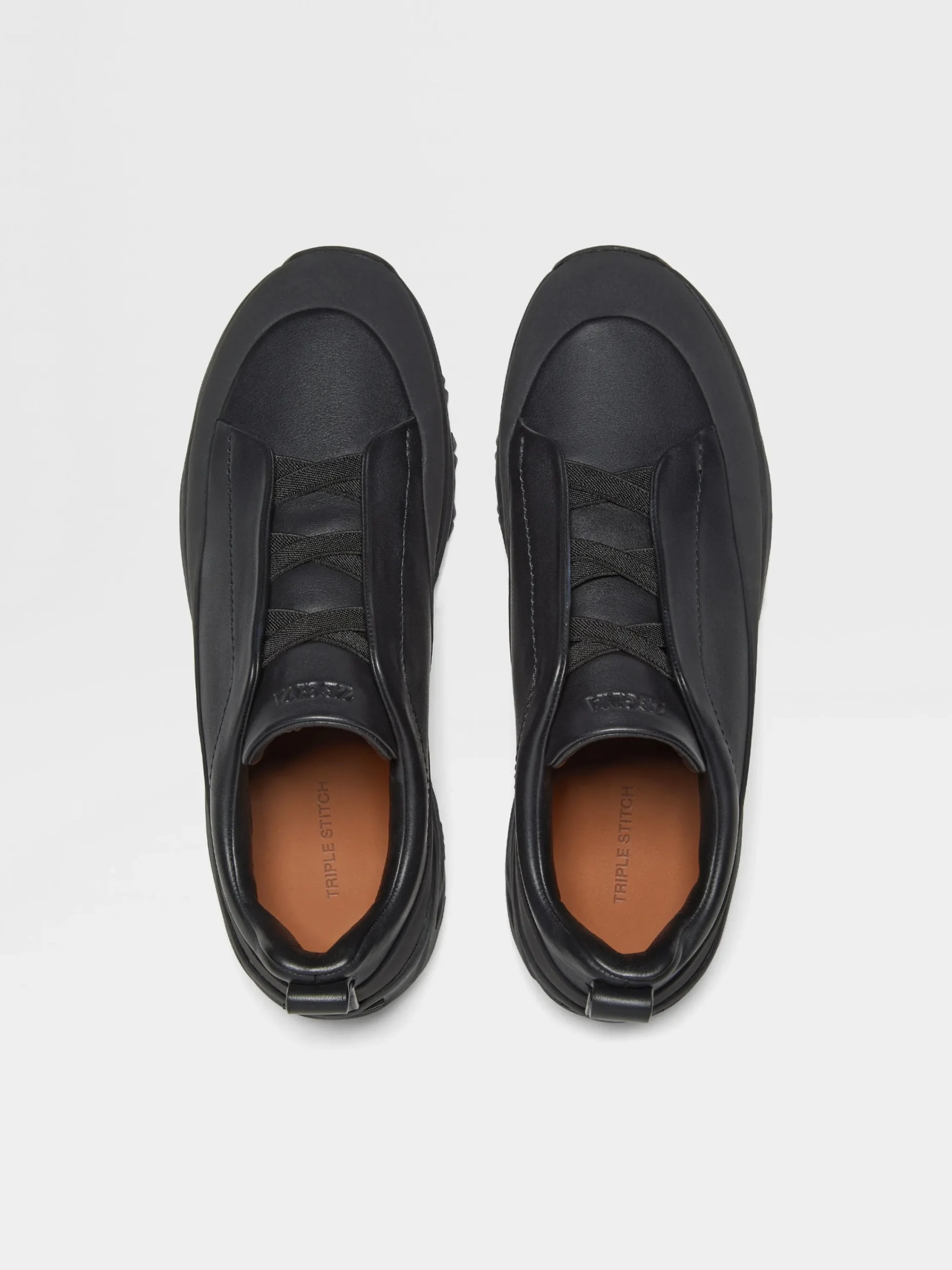Travel In Style|Sneakers>ZEGNA Leather Triple Stitch™ Monte Sneakers Black