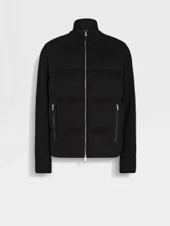 Down Jackets|Jackets And Coats>ZEGNA Oasi Cashmere Full Zip Blouson Black