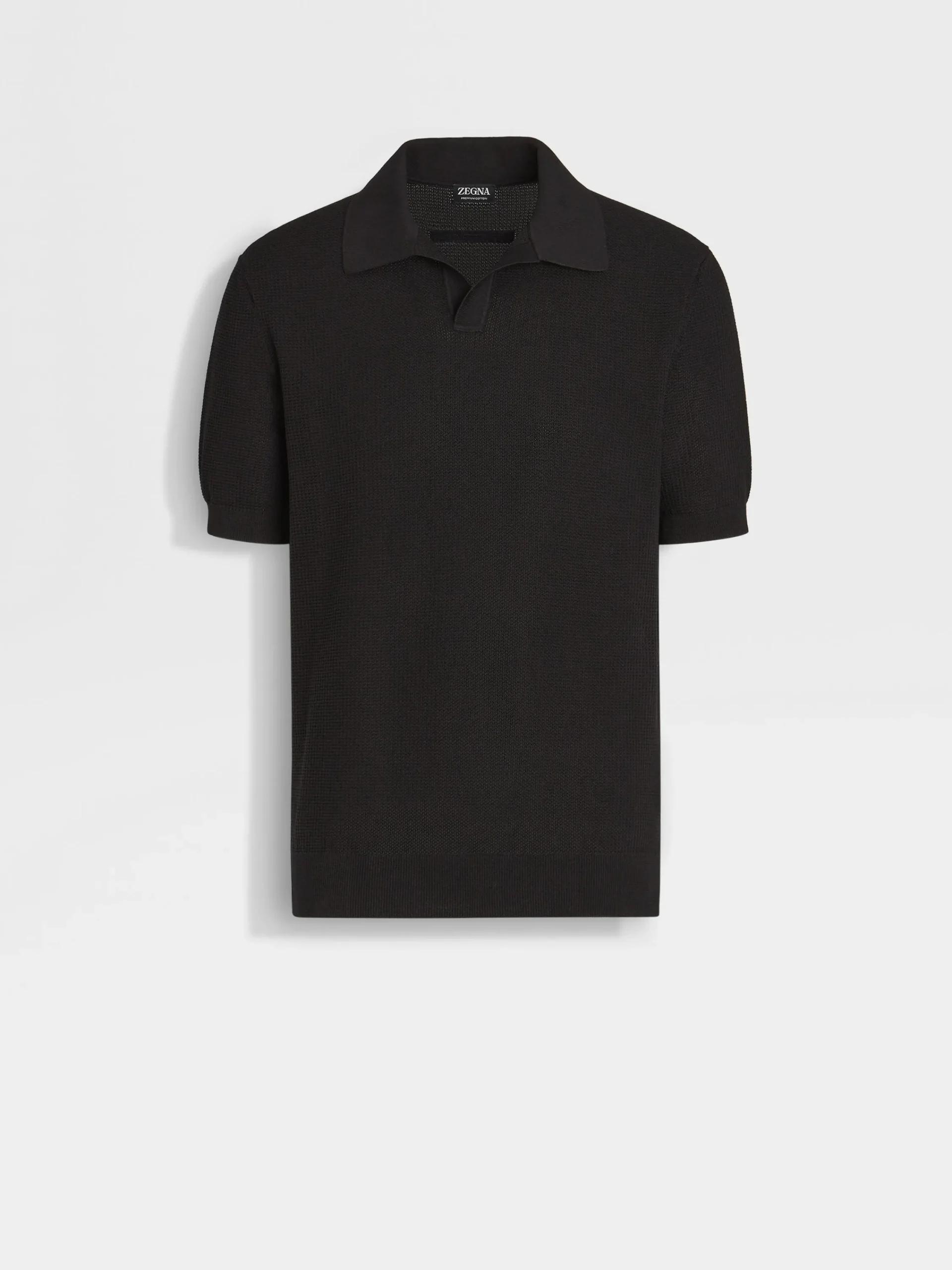 Polo Shirts|Sweaters>ZEGNA Premium Cotton Polo Shirt Black