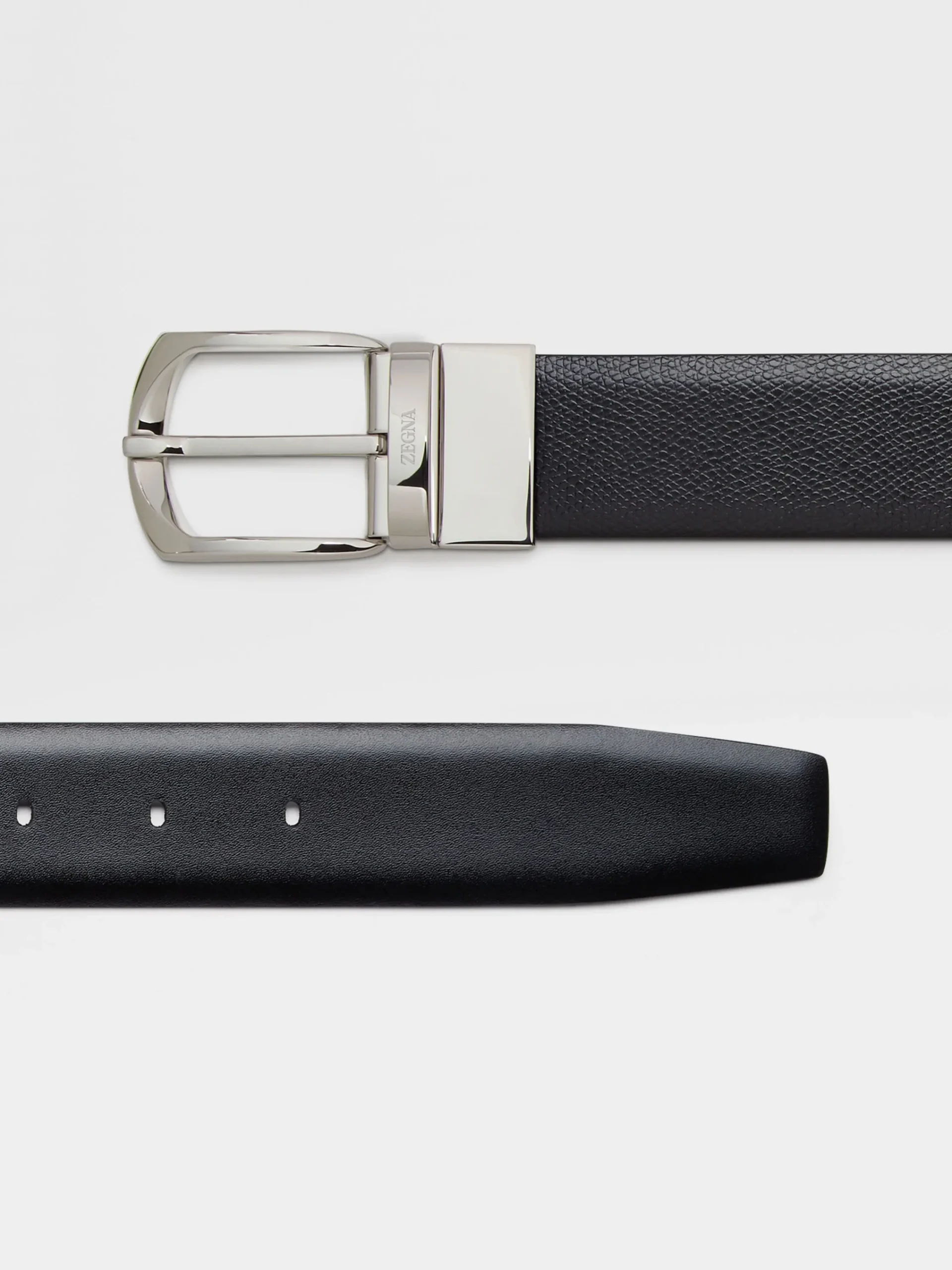Belts>ZEGNA Reversible Leather Belt Black