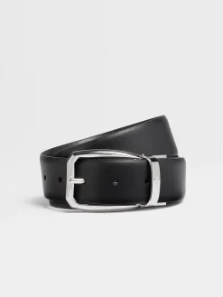 Belts>ZEGNA Reversible Leather Belt Black