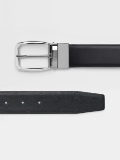 Belts>ZEGNA Reversible Leather Belt Black