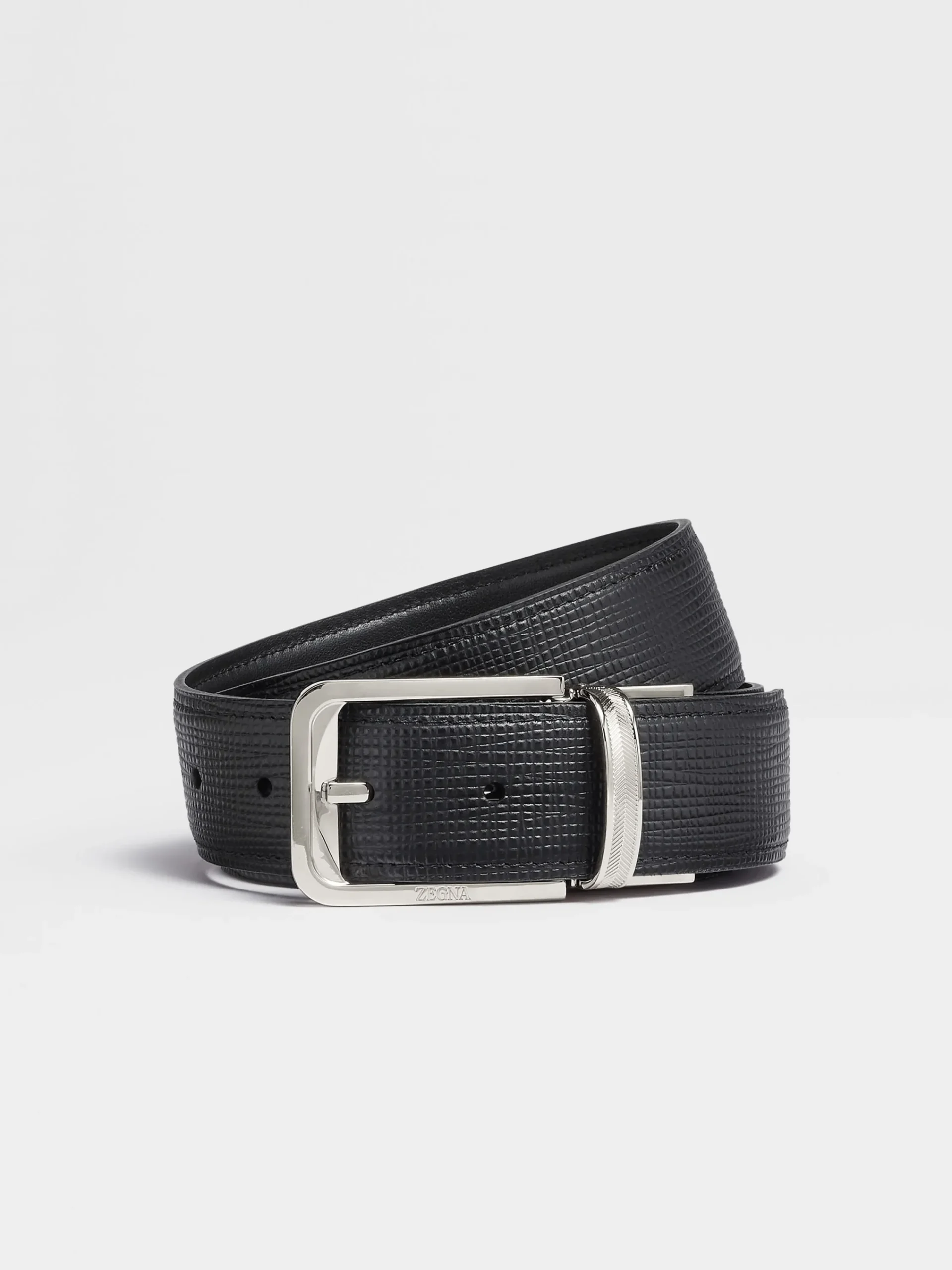 Belts>ZEGNA Reversible Leather Belt Black