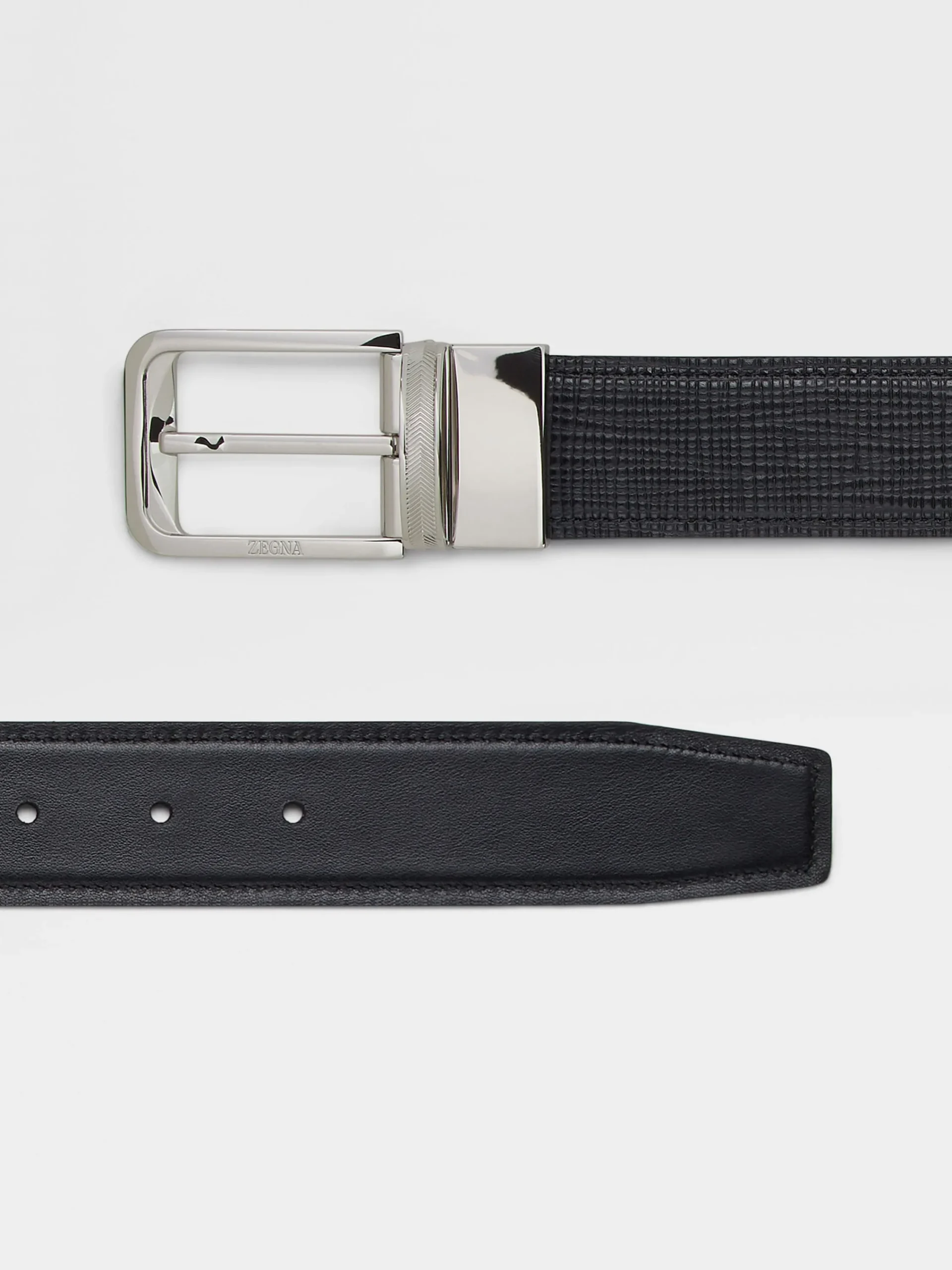 Belts>ZEGNA Reversible Leather Belt Black