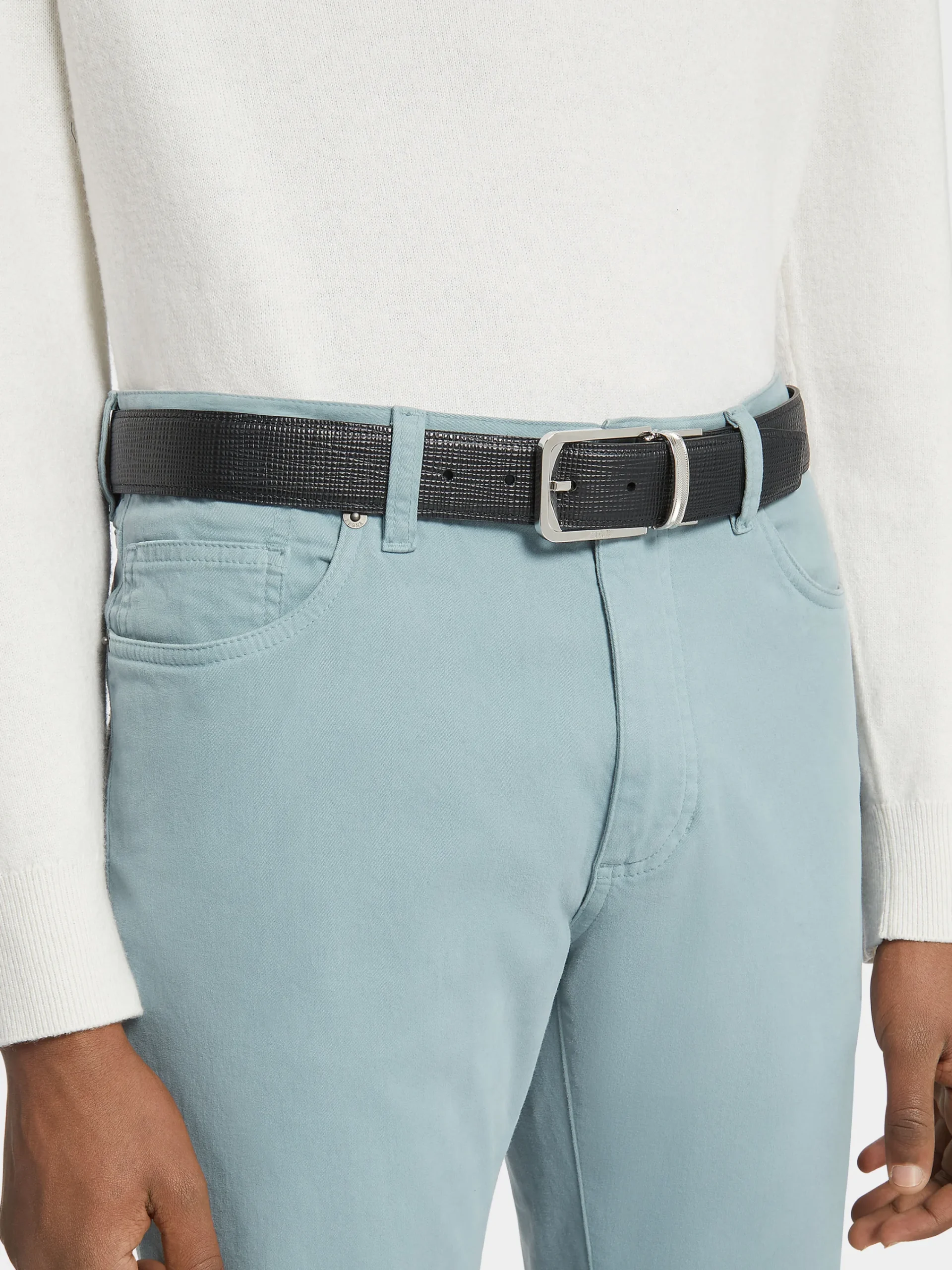 Belts>ZEGNA Reversible Leather Belt Black