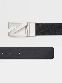 Belts>ZEGNA Reversible Leather Belt Black
