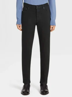 Jeans>ZEGNA Rinse-washed Cotton Roccia Jeans Black