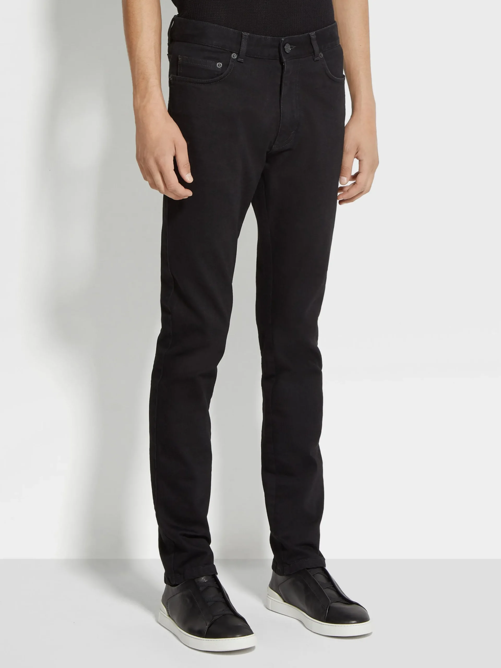 Jeans>ZEGNA Rinse-washed Stretch Cotton Roccia Jeans Black