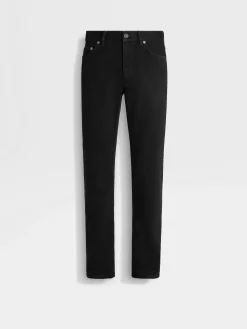 Jeans>ZEGNA Rinse-washed Stretch Cotton Roccia Jeans Black