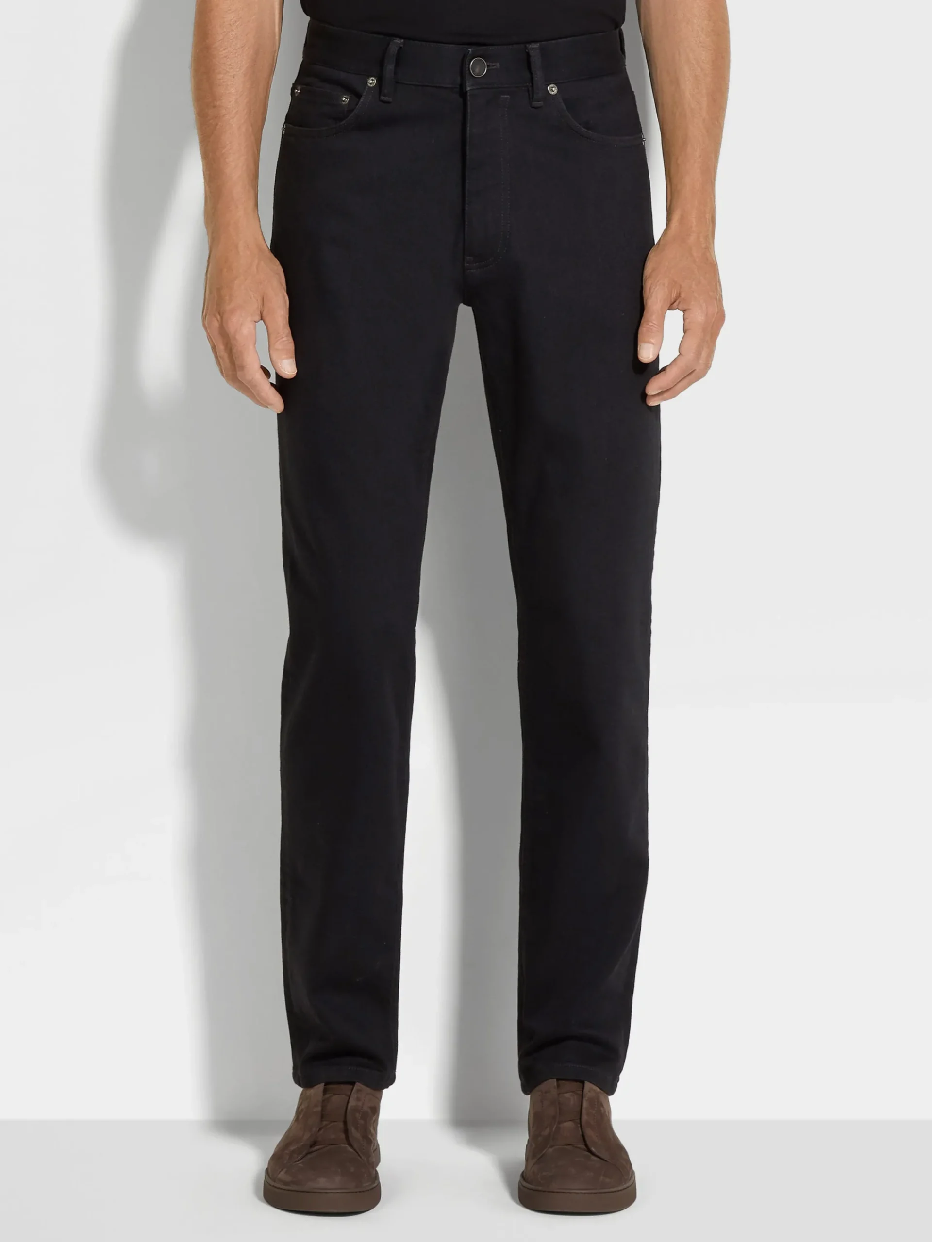 Jeans>ZEGNA Rinse-washed Stretch Cotton Roccia Jeans Black