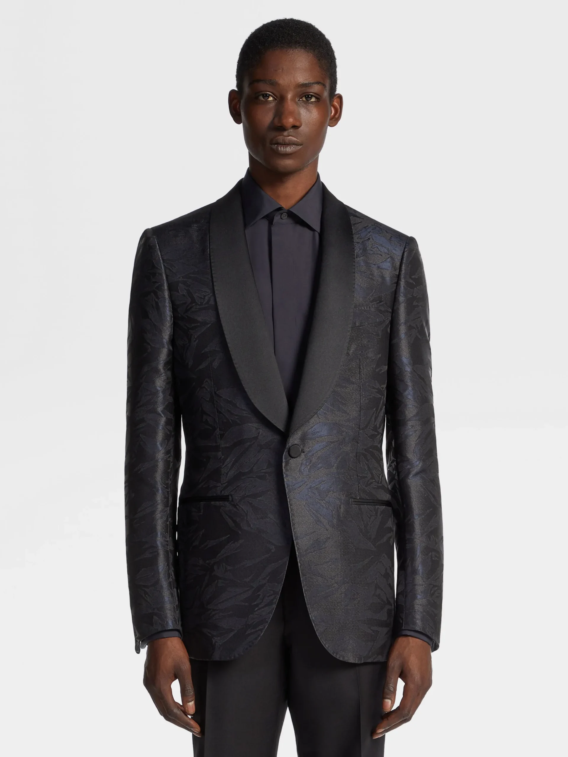 Blazers>ZEGNA Silk Evening Jacket Black