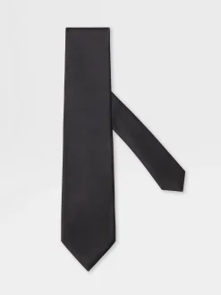 Ties And Bow Ties>ZEGNA Silk Tie Black