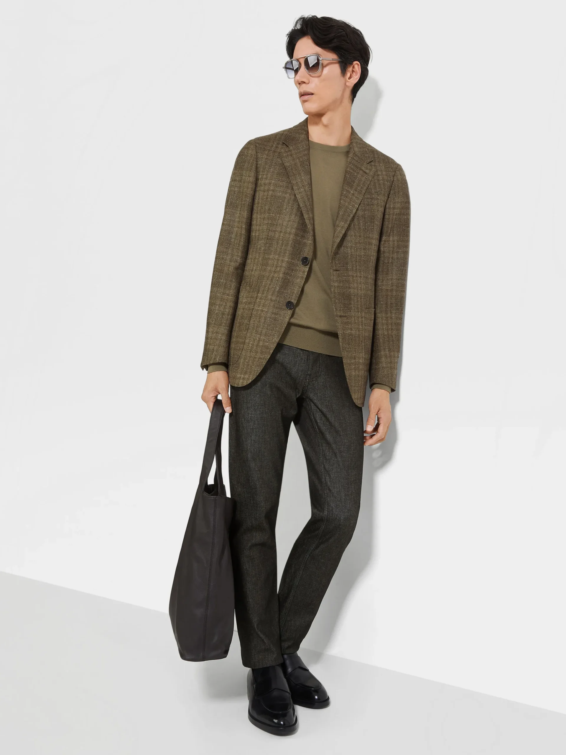 Jeans>ZEGNA Stretch Cotton and Cashmere Roccia Jeans Black