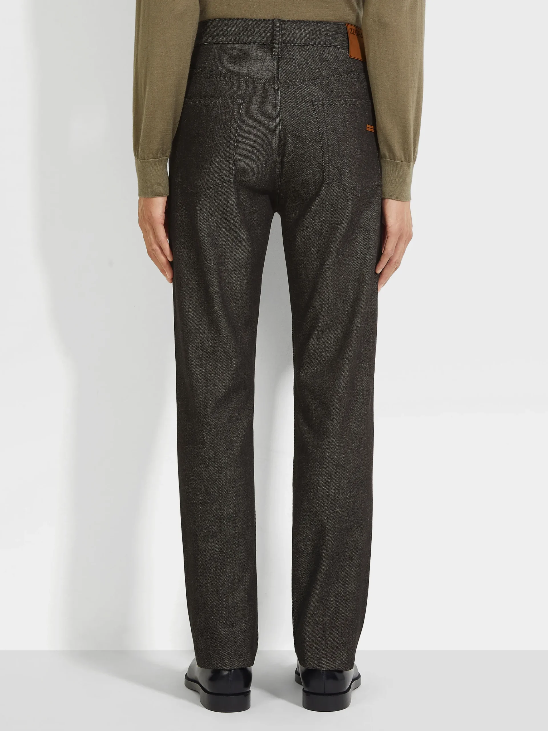Jeans>ZEGNA Stretch Cotton and Cashmere Roccia Jeans Black
