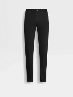 Jeans>ZEGNA Stretch Cotton Roccia Jeans Black