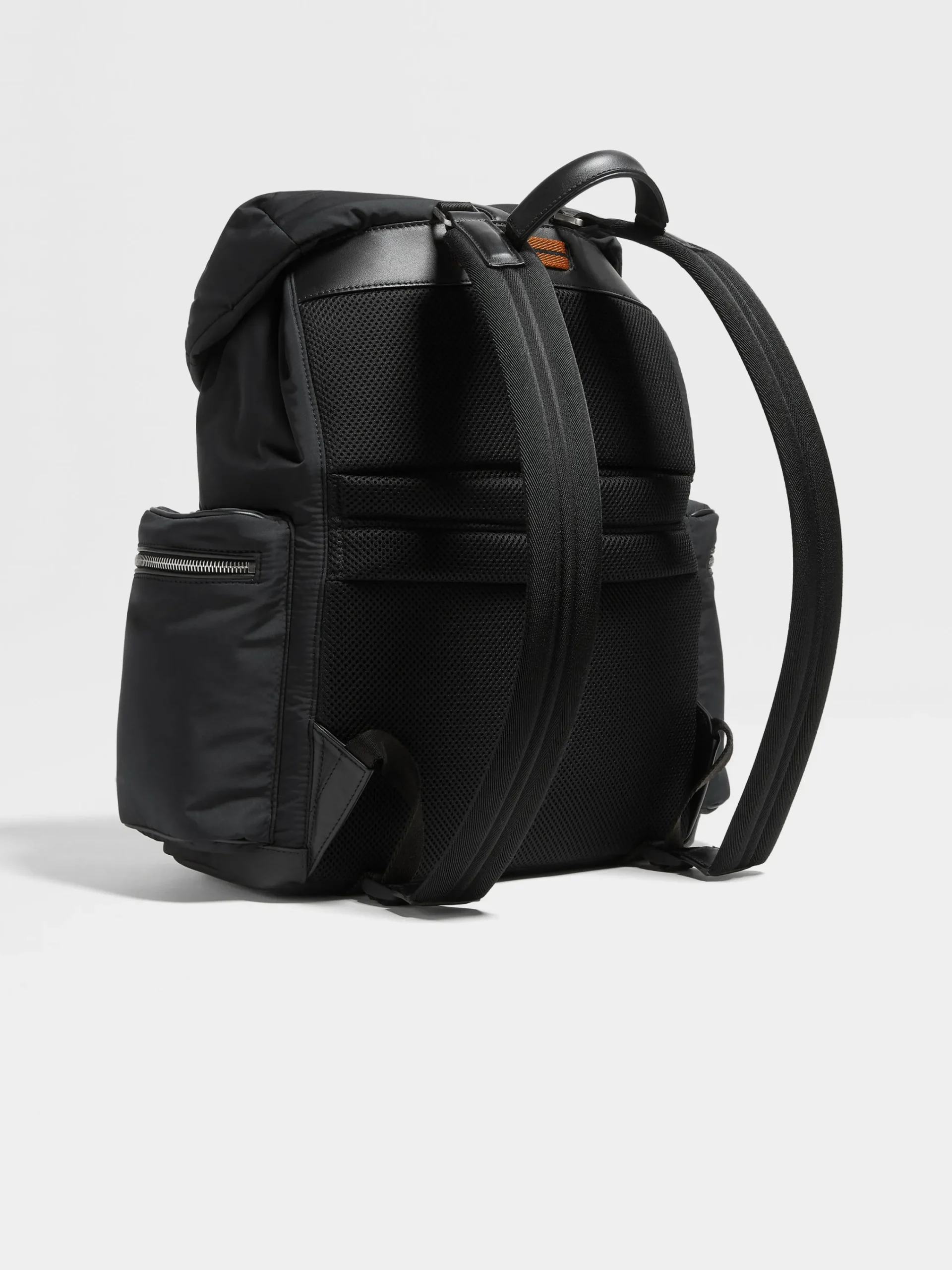 Bags And Wallets>ZEGNA Technical Fabric and PELLETESSUTA™ Leather Backpack Black