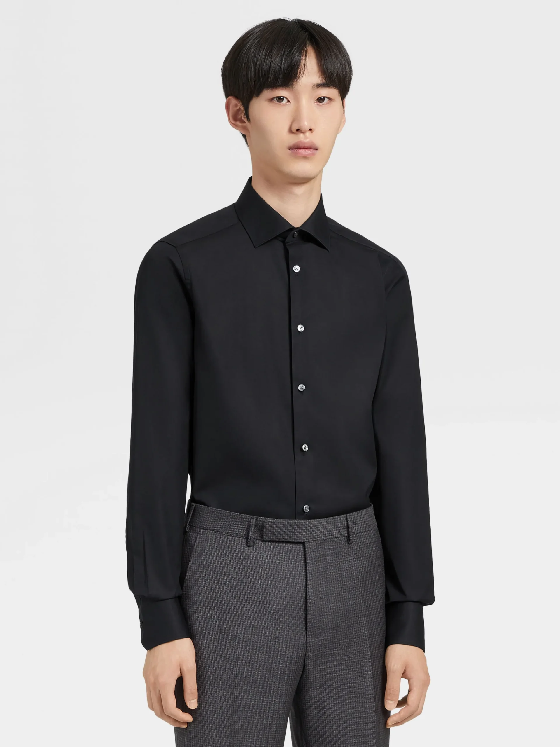 Shirts>ZEGNA Trofeo™ Comfort Cotton Shirt Black